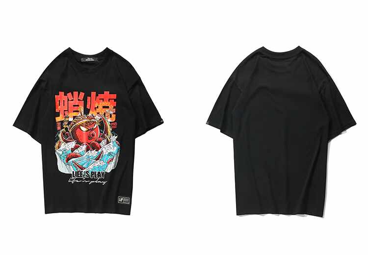T Shirt Streetwear Japonais Variante Noire