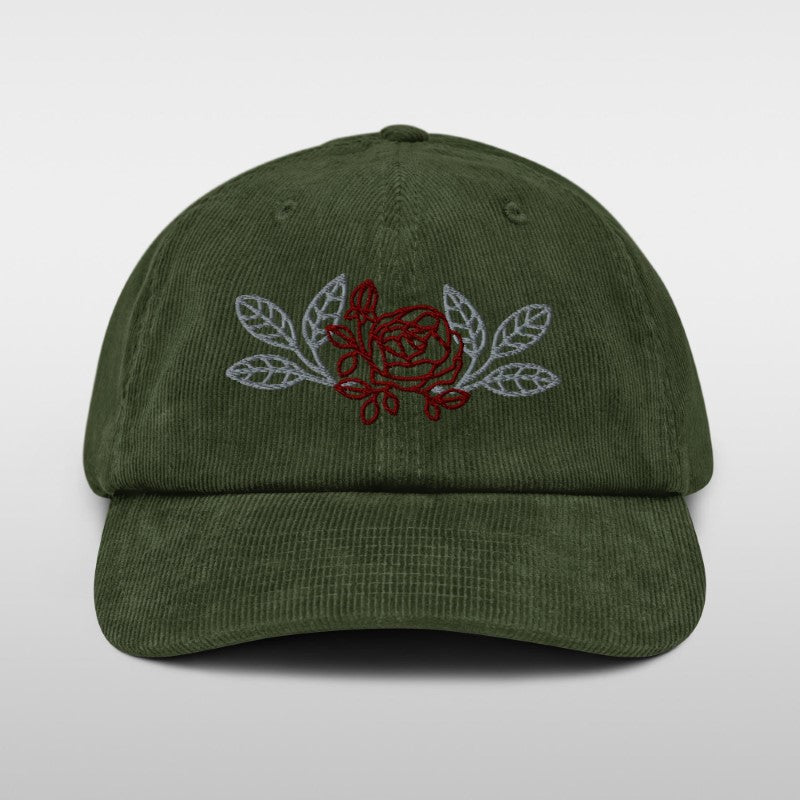 Casquette en velours côtelé au motif de fleur ‘Dooce’