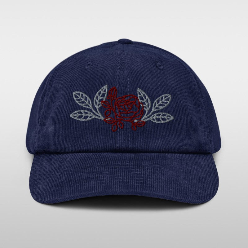 Casquette en velours côtelé au motif de fleur ‘Dooce’