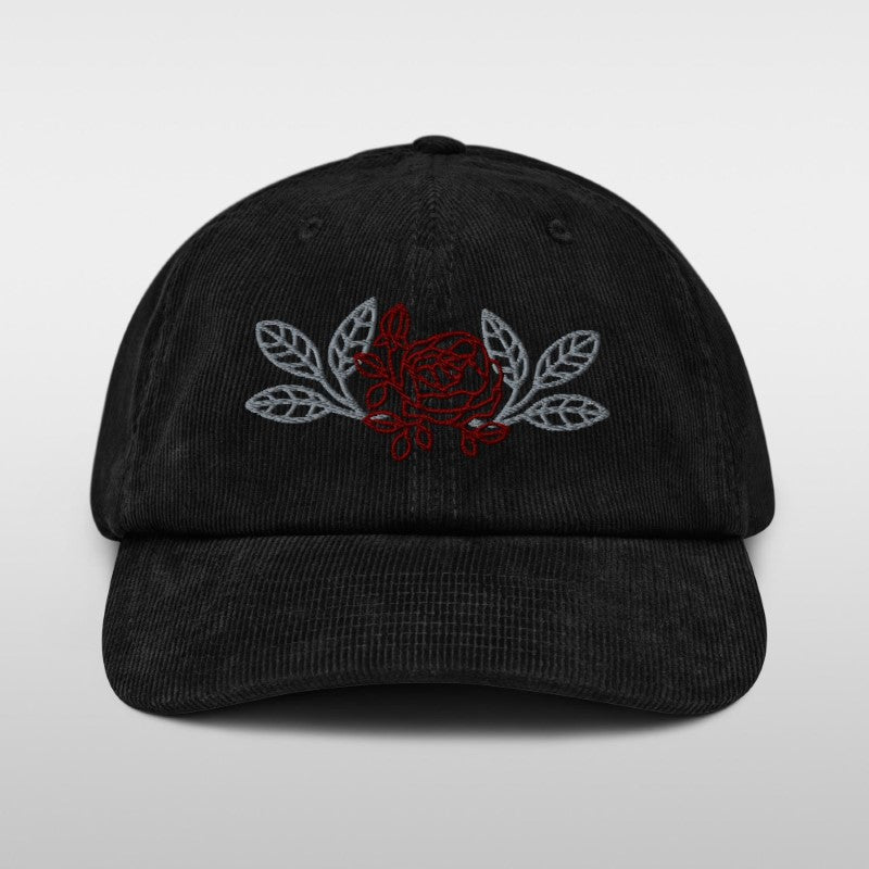 Casquette en velours côtelé au motif de fleur ‘Dooce’