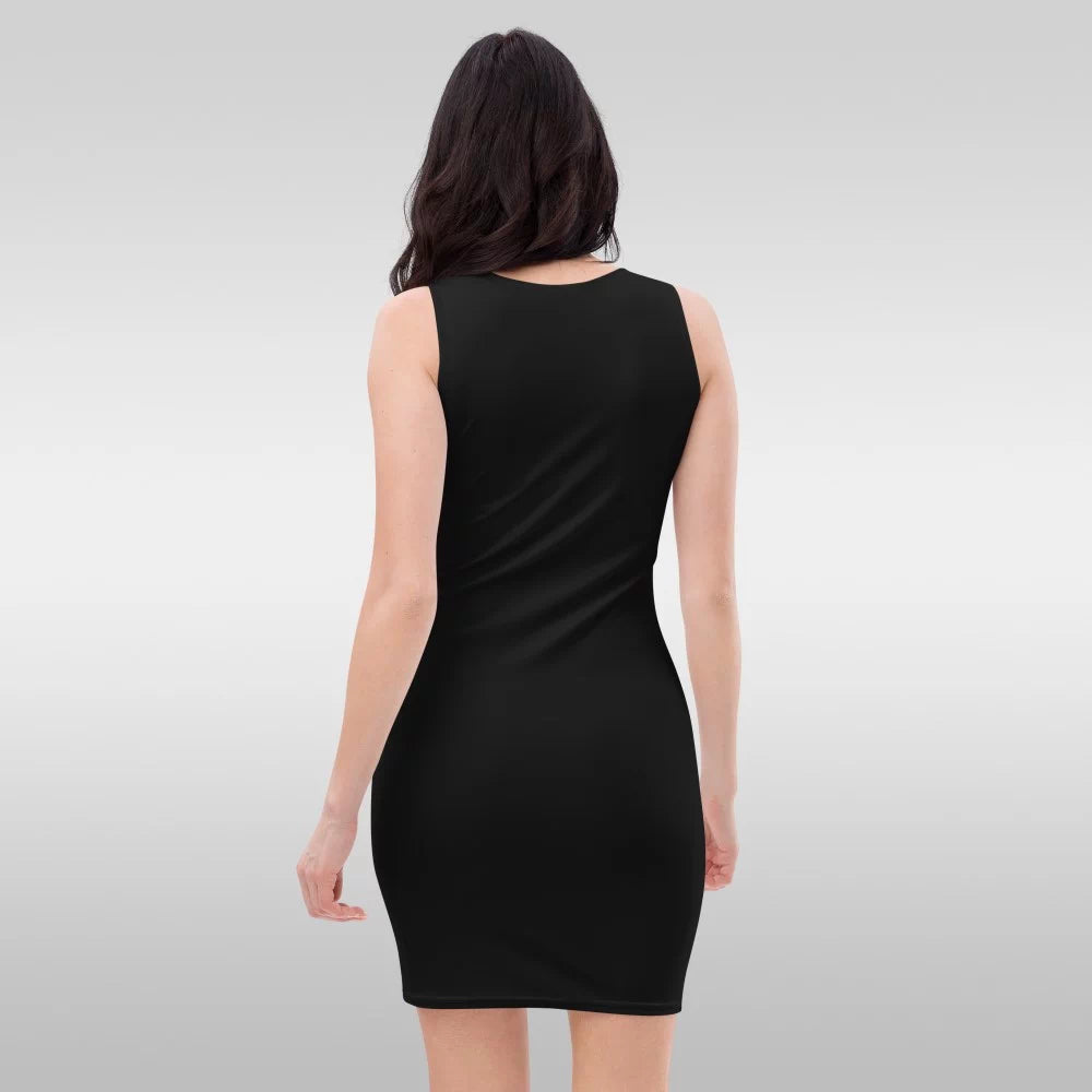 Robe noire mi-longue fluide ‘Signed’