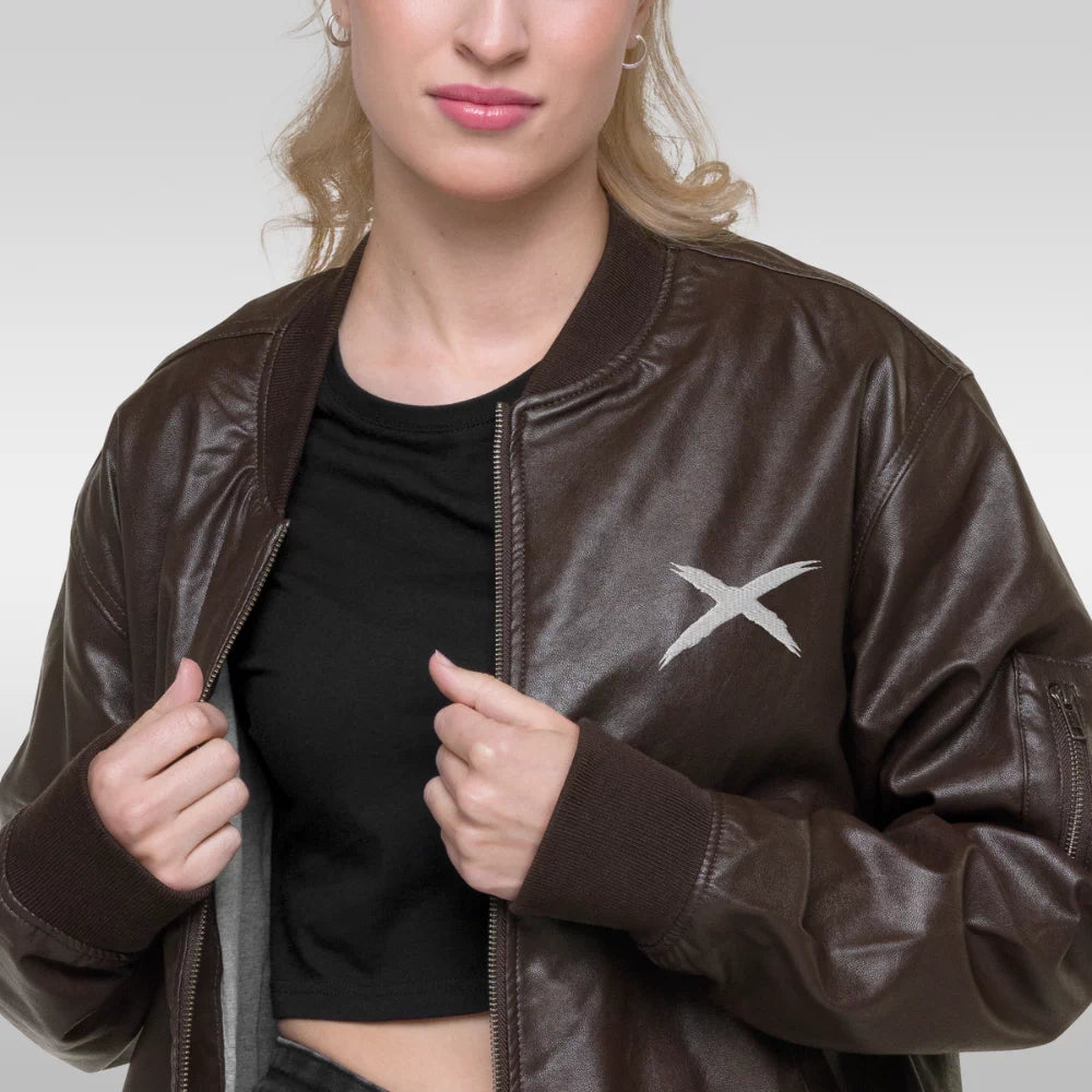 Veste en cuir bomber femme