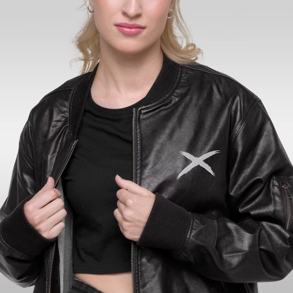 Veste en cuir bomber femme