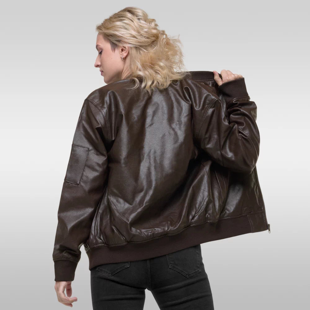 Veste en cuir bomber femme