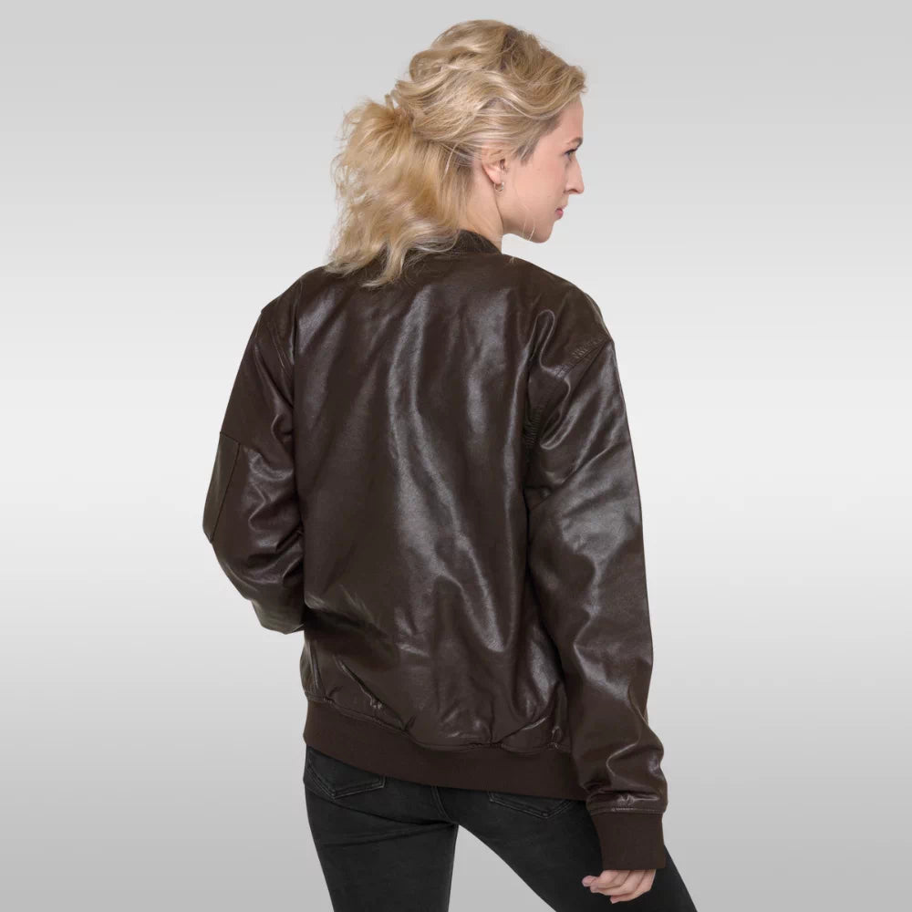 Veste en cuir bomber femme