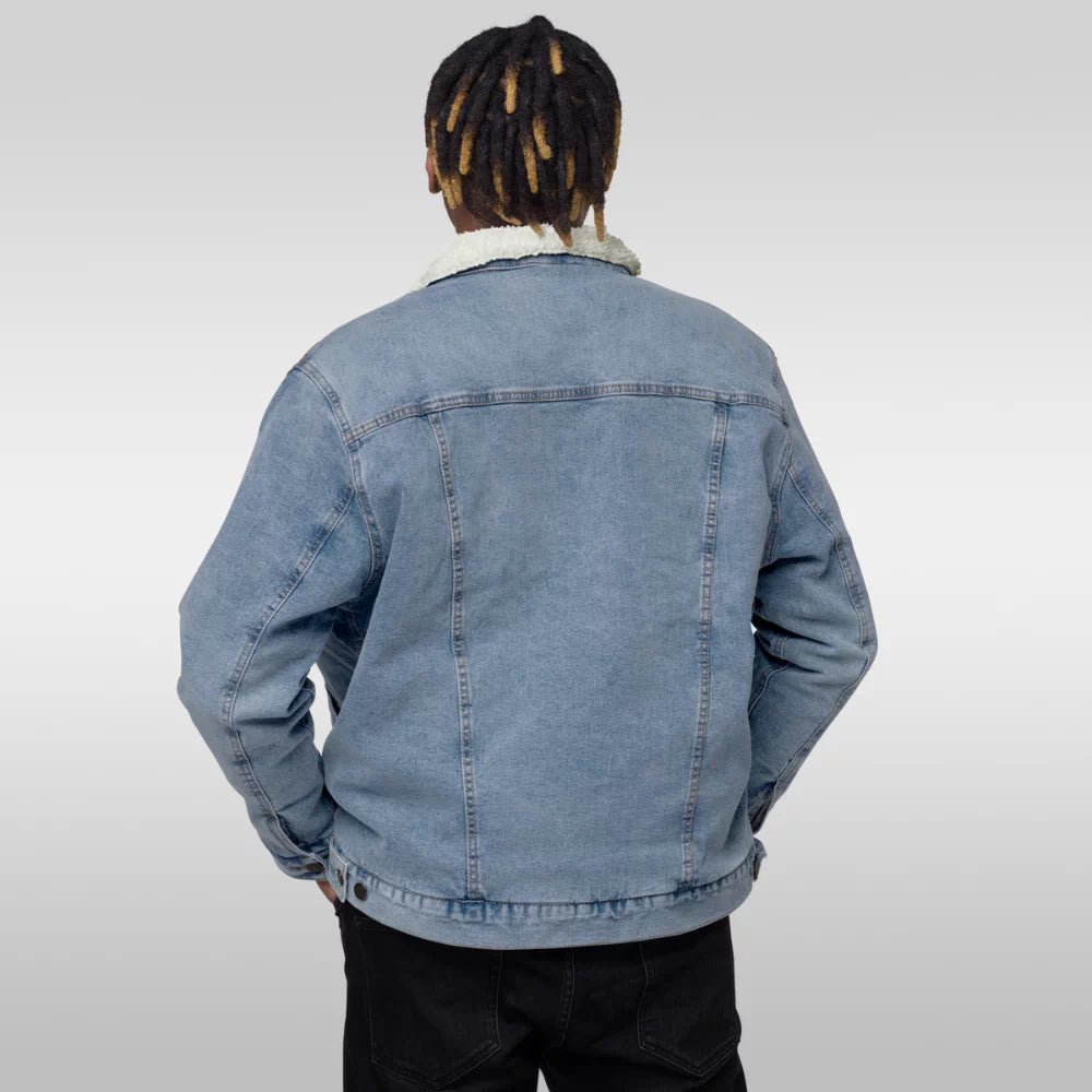 Veste en jean pour homme avec fourrure