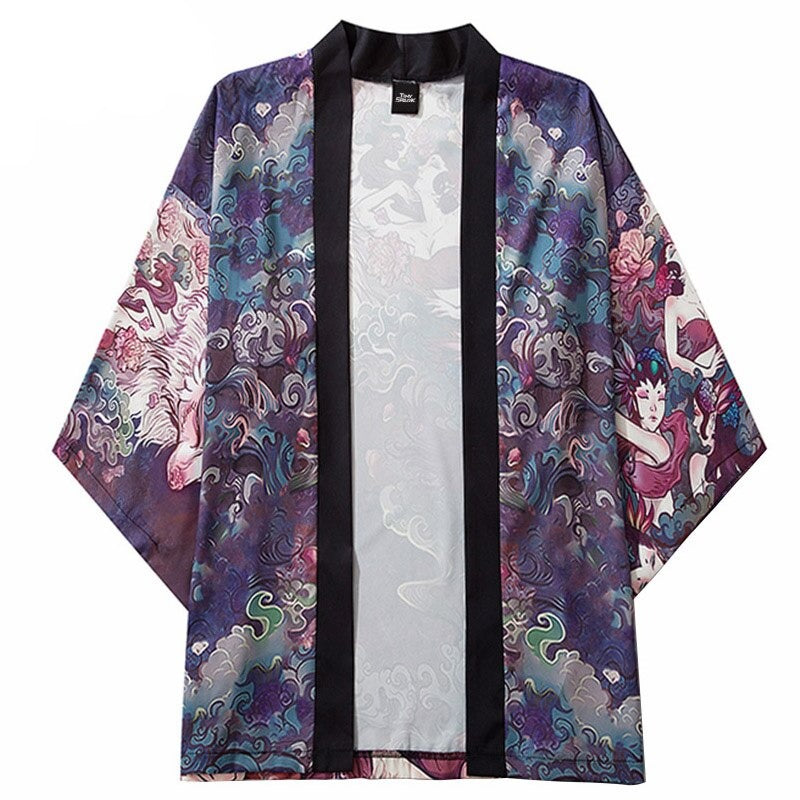Long kimono cardigan féérique japonais