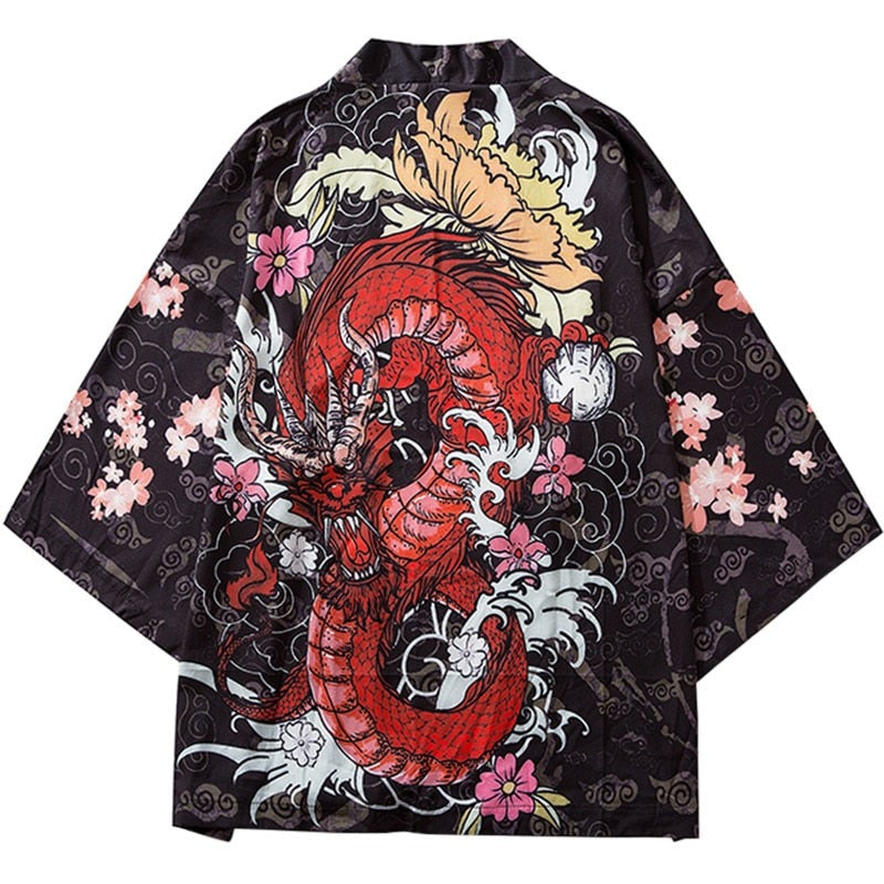 Veste de kimono homme avec un dragon japonais