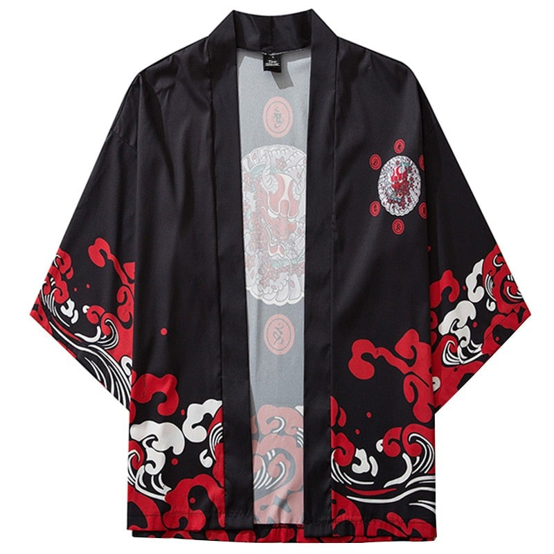 Veste kimono homme avec oni japonais