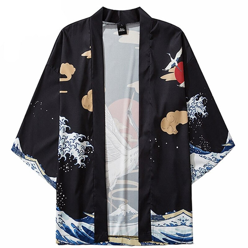 Kimono homme streetwear avec soleil japonais
