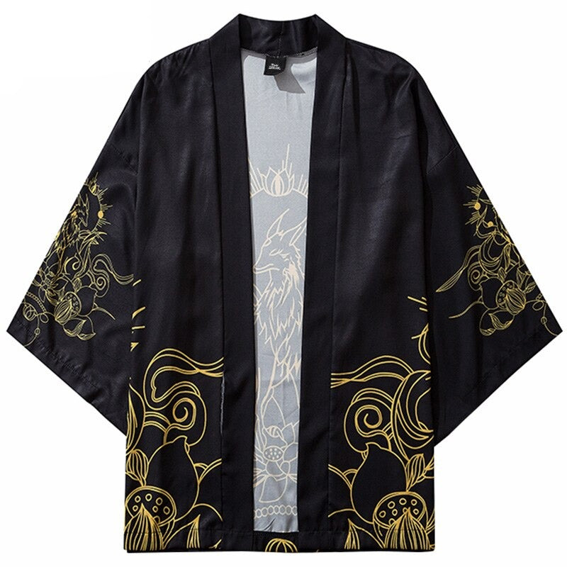 Veste kimono japonais homme kitsune