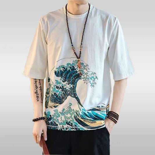 T-shirt vague hokusai blanc